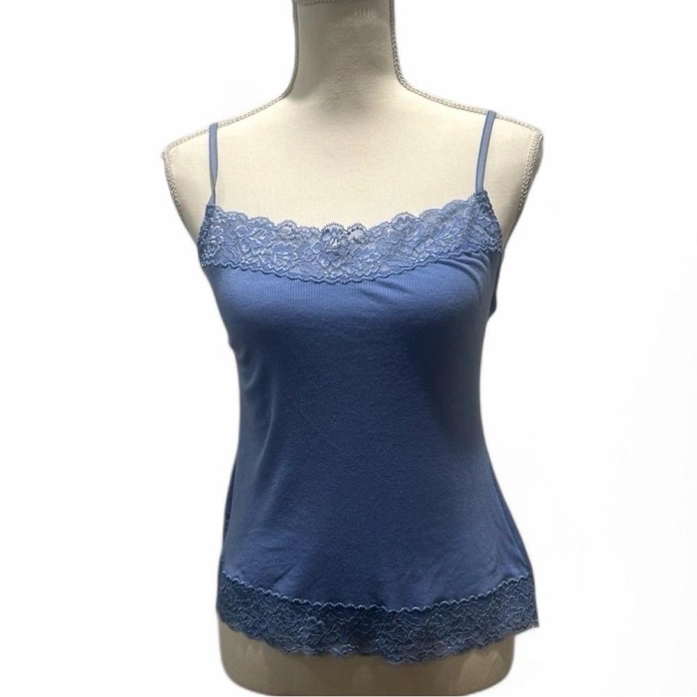 Blue Lace Trim Cami Top